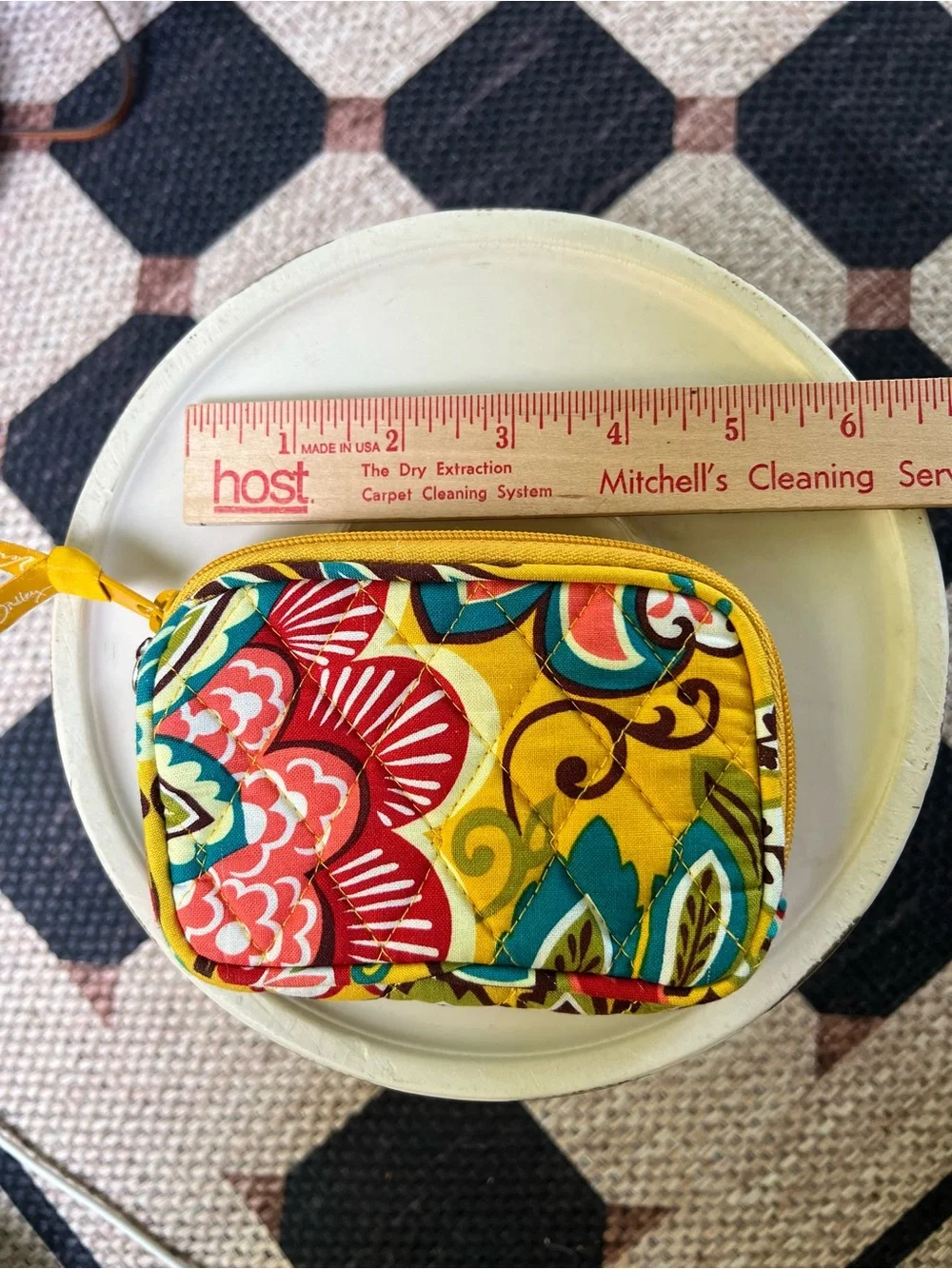 NWOT * Vera Bradley Quilted Yellow Paisley Coin Purse / ID Case Wallet